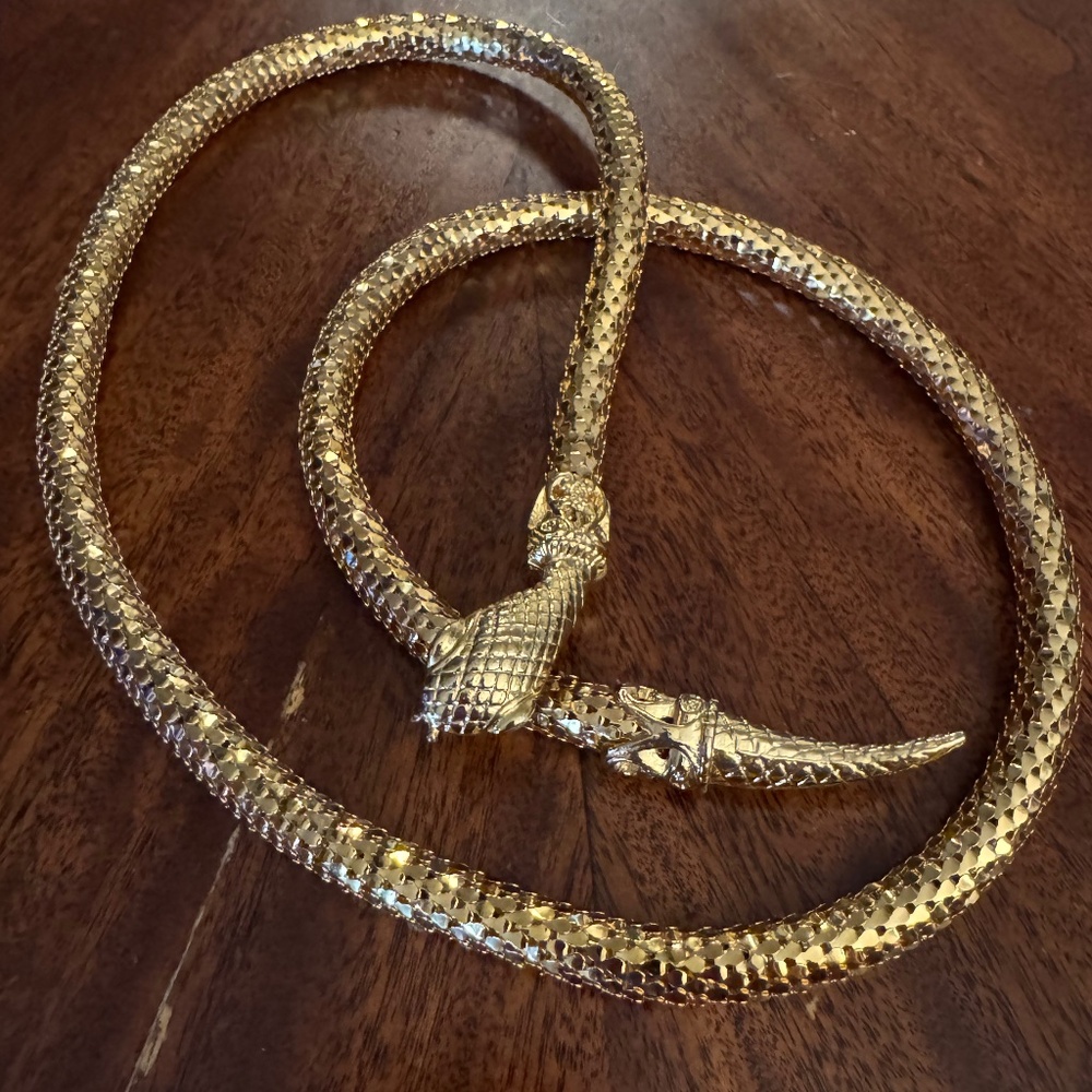 VTG Golden Cleopatra Snake Belt Necklace